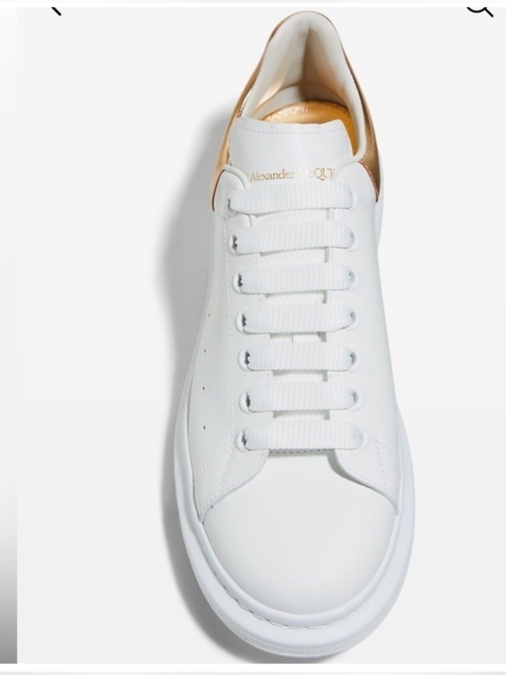 Alexander McQueen Oversized Larry Sneaker White Gold Men’s Leather 41 8 in Box - Picture 3 of 16